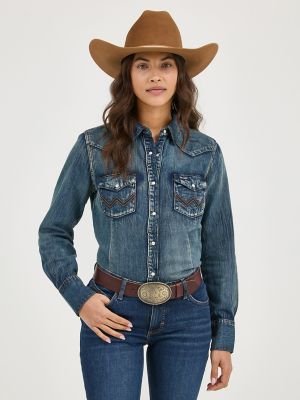 wrangler denim shirt womens