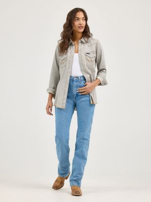 Wrangler denim shirt sales with snaps