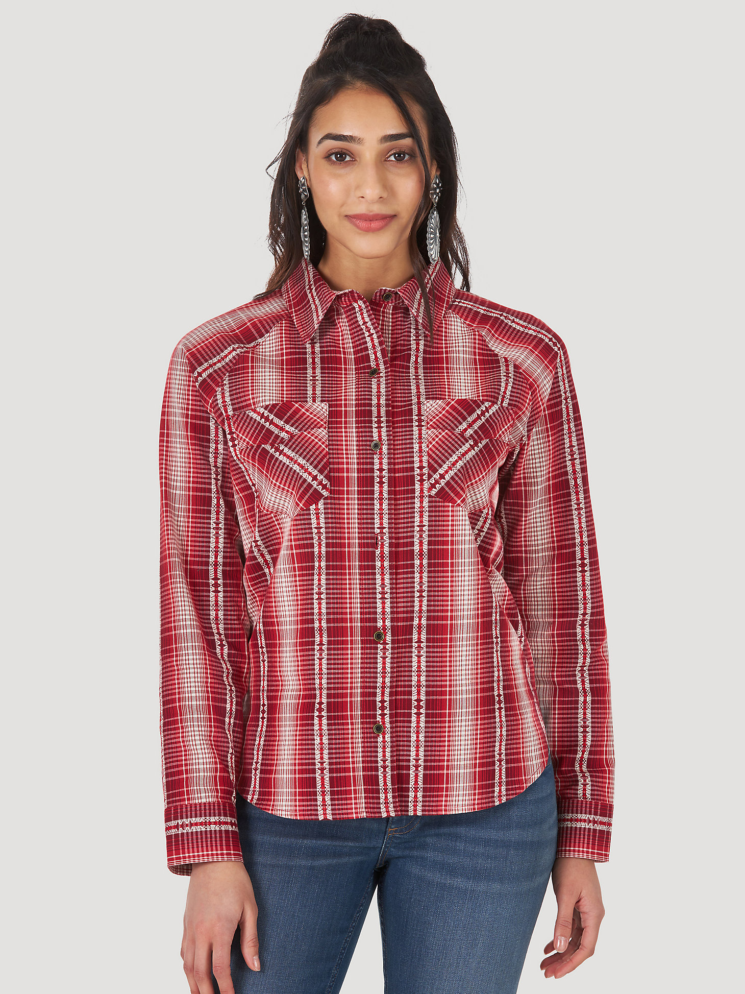 Women's Wrangler Retro® Flannel Plaid Shirt in Multi main view