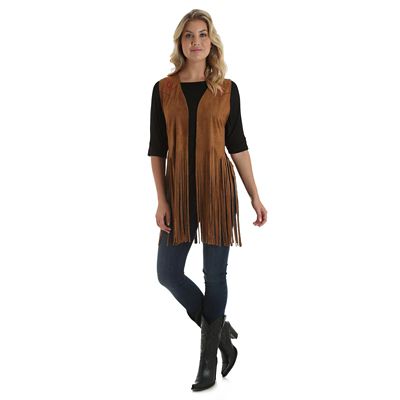 Women's Faux Suede Sleeveless Fringe Vest Womens Jackets and