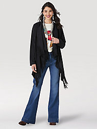 Wrangler Women/'s Asymmetrical Fringe Sweater LWK305R