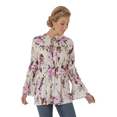 Women's Empire Waist Floral Peasant Top | Womens Shirts by Wrangler®