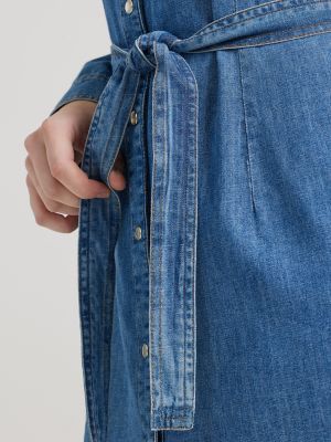 Warehouse snap 2024 front denim dress