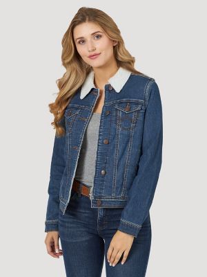 sherpa lined denim jacket women's