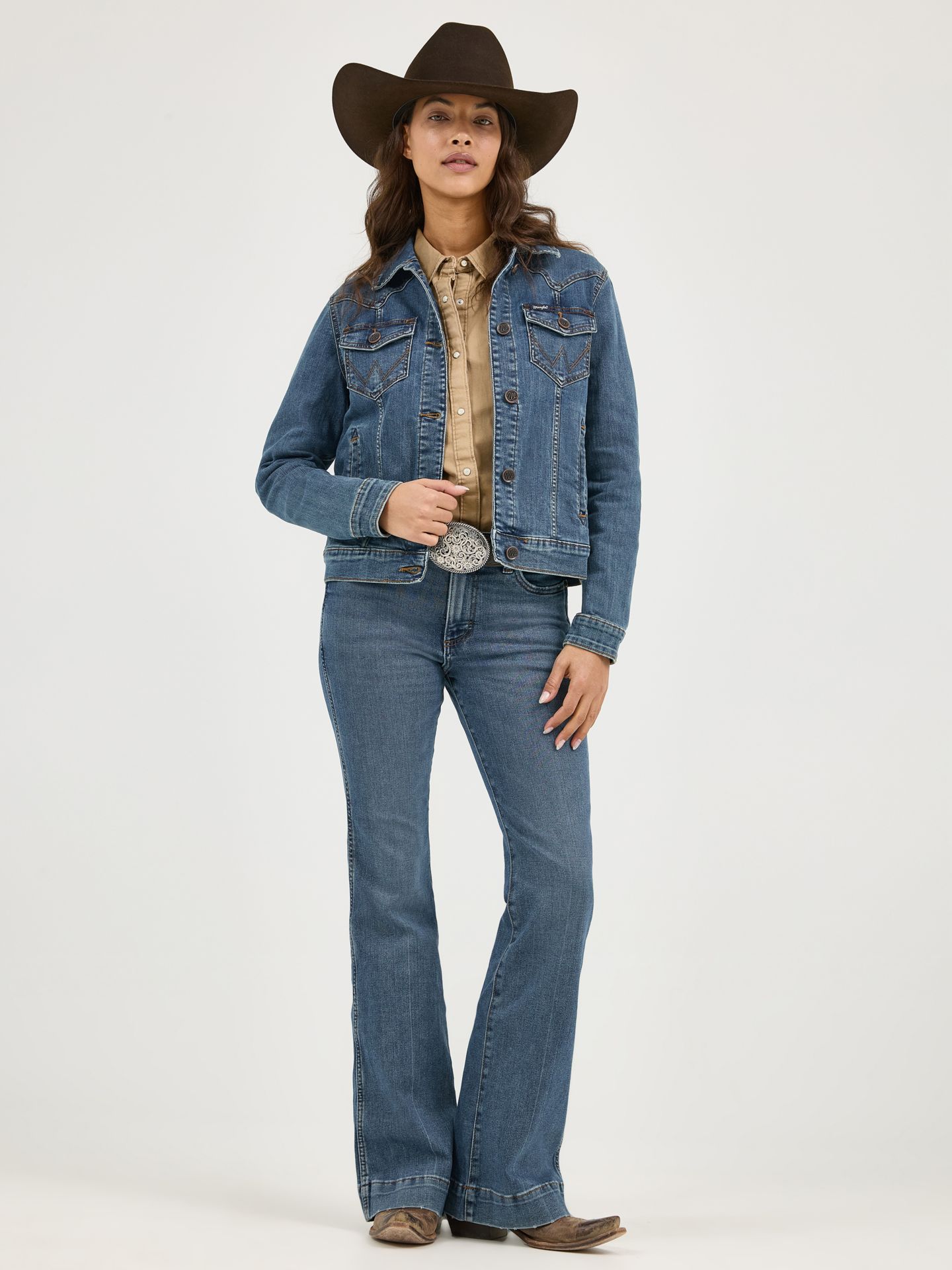 Женская куртка Wrangler Classic Western Denim, цвет: Тёмный джинсовый — фото 3