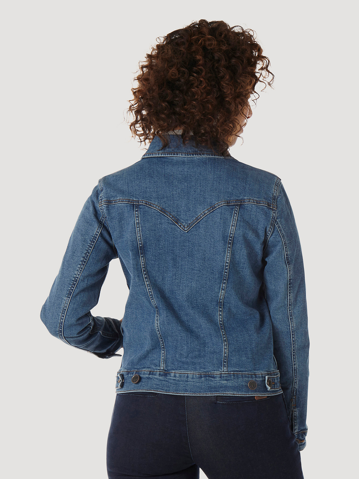 Women's Long Sleeve Classic Fit Denim Jacket in Dark Denim alternative view 5