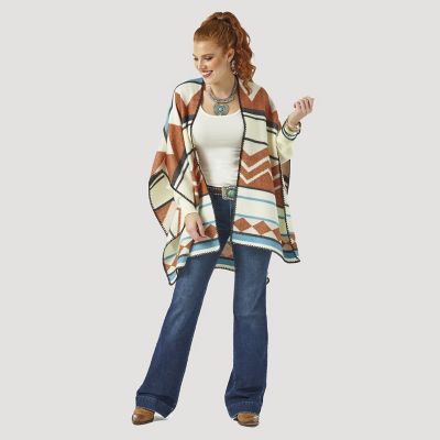 Women's Wrangler Retro® Southwestern Print Blanket Cape Womens