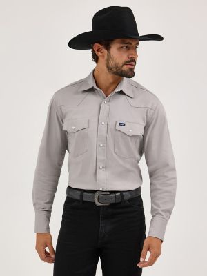 Premium Performance Advanced Comfort Cowboy Cut® Long Sleeve Spread Collar  Solid Shirt in Cement