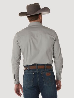 Premium Performance Advanced Comfort Cowboy Cut® Long Sleeve Spread Collar Solid Shirt in Cement alternative view 4