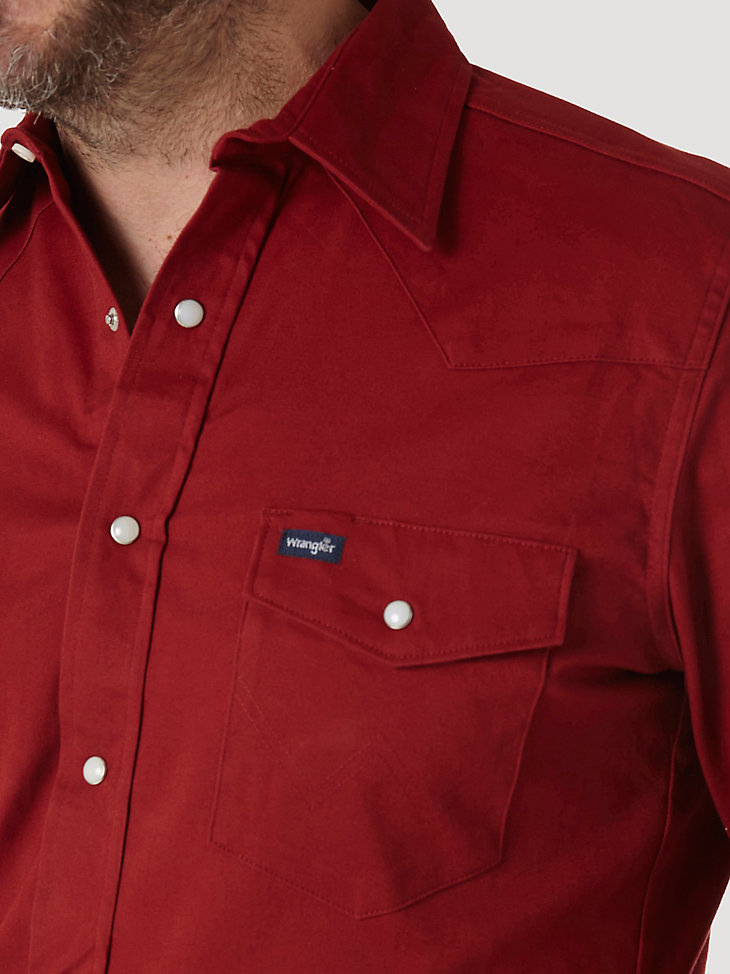 Premium Performance Advanced Comfort Cowboy Cut® Long Sleeve Spread Collar Solid Shirt in Red alternative view 2