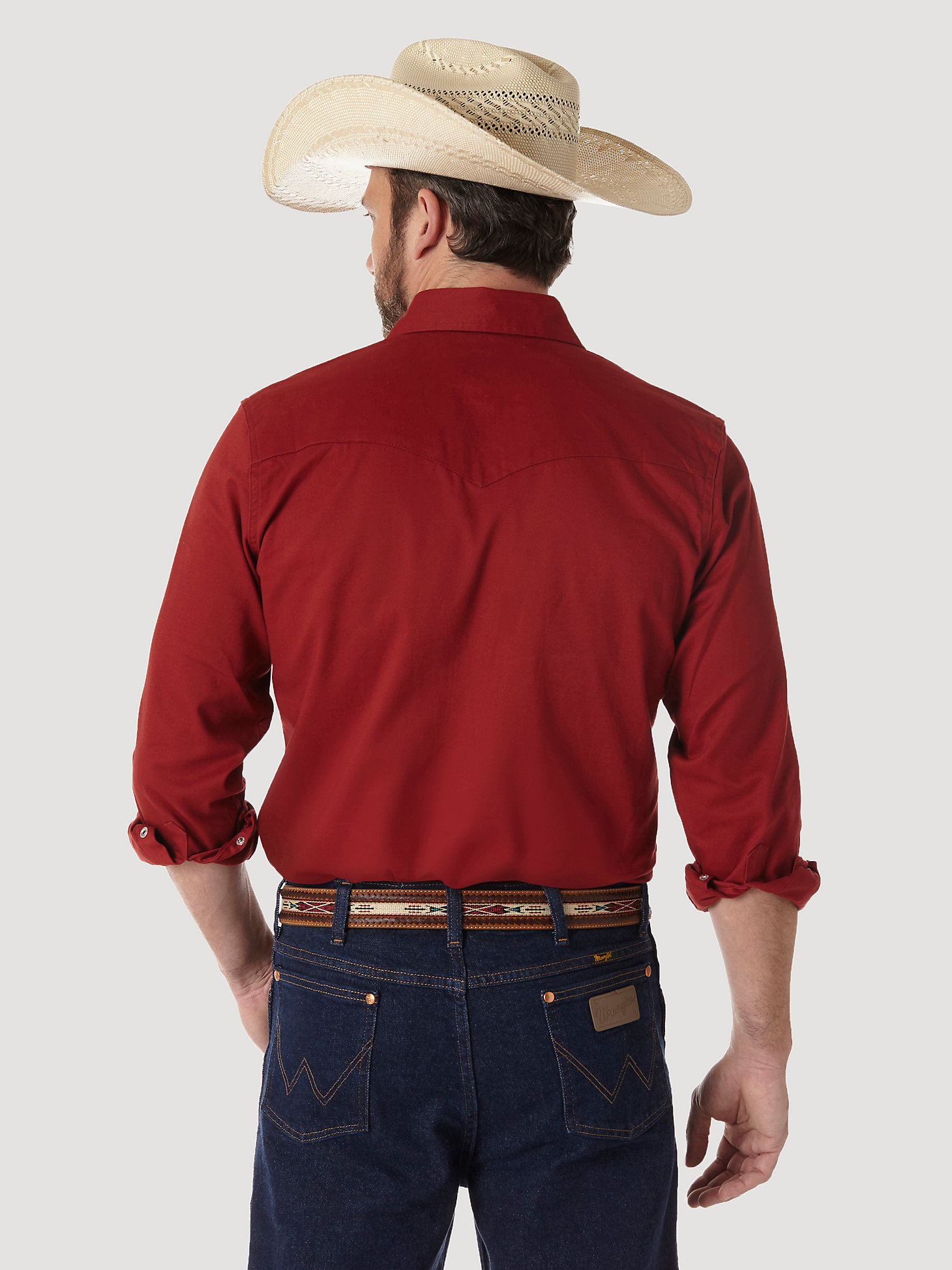 Premium Performance Advanced Comfort Cowboy Cut® Long Sleeve Spread Collar Solid Shirt in Red alternative view 4