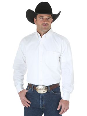 George Strait Long Sleeve White Twill Shirt | Mens Shirts by Wrangler®