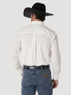 WRANGLER Mens George Strait Tan Brown Khaki White Long Sleeve Shirt MGSK089 NWT 