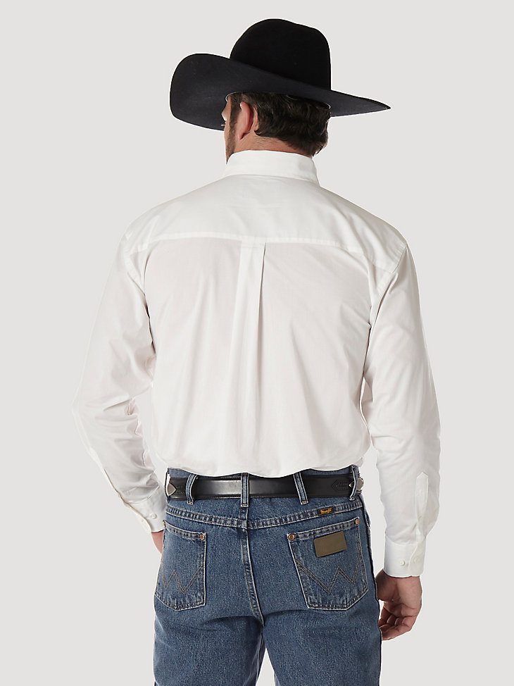 Men's George Strait & Wrangler® National Patriot Button Down Solid Shirt in White alternative view