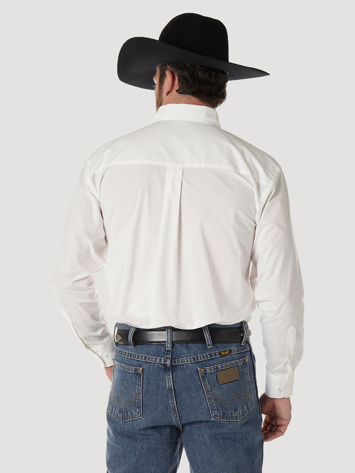 Men's George Strait & Wrangler® National Patriot Button Down Solid Shirt in White alternative view 1