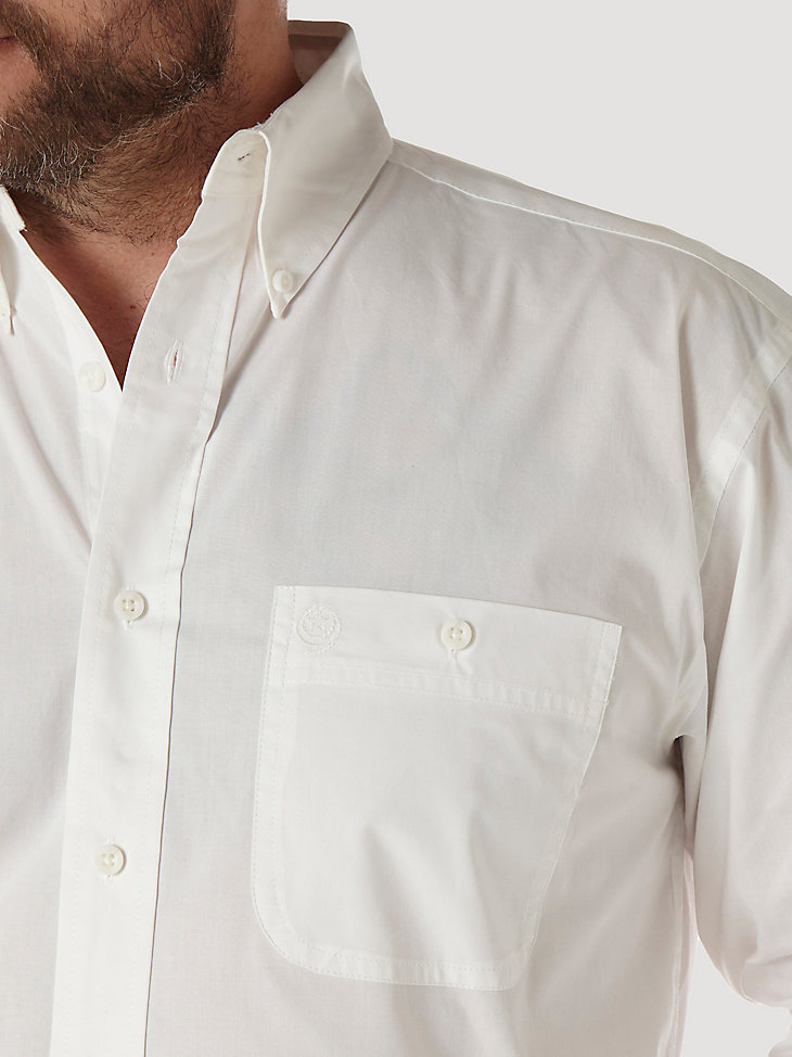 Men's George Strait & Wrangler® National Patriot Button Down Solid Shirt in White alternative view 2