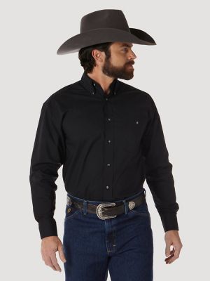 Men's George Strait Long Sleeve One Pocket Button Down Solid Shirt