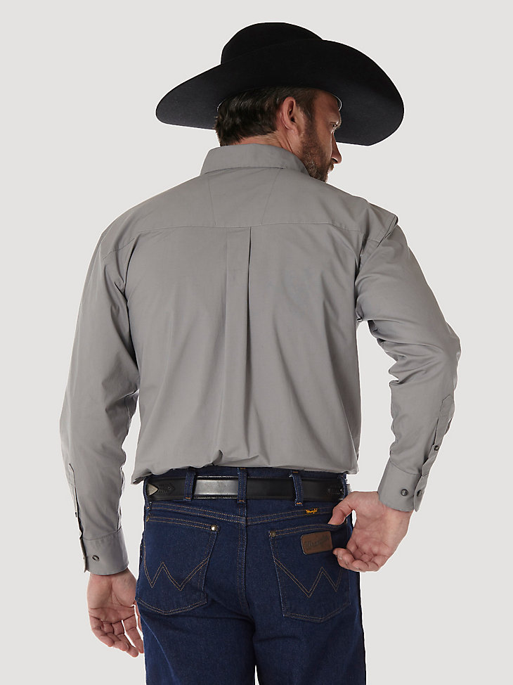 Men's George Strait Long Sleeve Button Down Solid Shirt in Grey alternative view