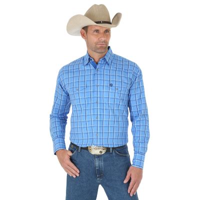 Men's George Strait Troubadour Long Sleeve Western Snap Dobby Plaid ...