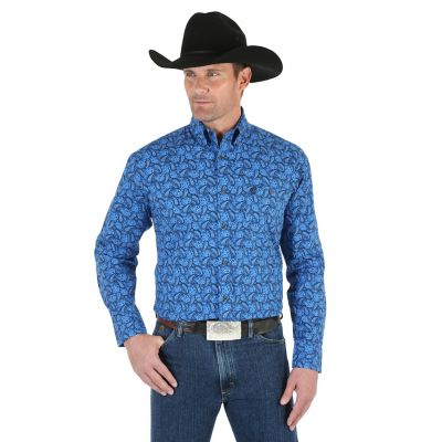 Men's George Strait Long Sleeve Button Down Print Shirt | Mens Shirts ...