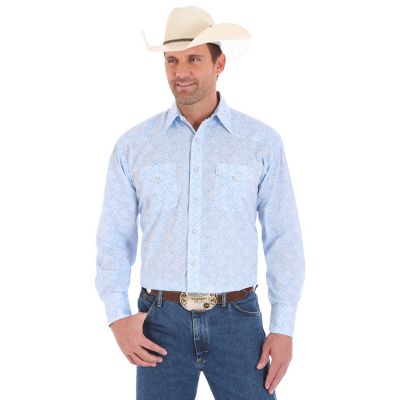 Men's Wrangler® Retro® Long Sleeve Western Snap Solid Shirt | Mens ...