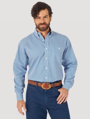 Men's George Strait Long Sleeve Button Down One Pocket Printed Shirt