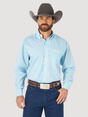 YUNY Mens Flat Collar Long-Sleeve Button-Down Small Plaid T-Shirts Shirts Denim Blue M 