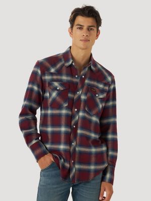 Wrangler® Western Long Sleeve Western Snap Dobby Stripe Shirt