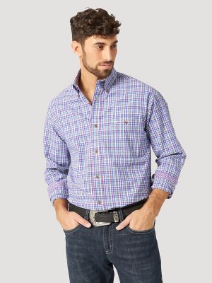 Men's Wrangler® Logo Long Sleeve Button Down Solid Shirt | Mens Shirts ...
