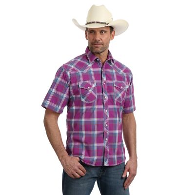 wrangler plaid shirt short sleeve