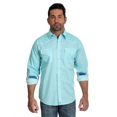 wrangler men's long sleeve comfort stretch woven shirt