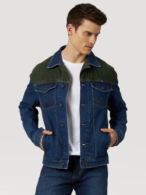 Men's Wrangler® Corduroy Shoulder Denim Trucker Jacket Jackets and