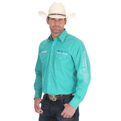 Men's Wrangler® RAM Rodeo Series Logo Long Sleeve Button Down Solid ...