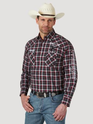 Men's Wrangler® Pendleton Whisky® Long Sleeve Western Snap Plaid Shirt ...