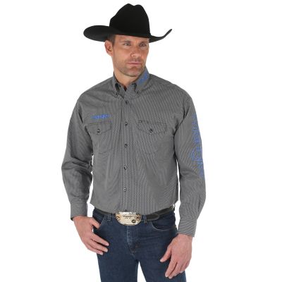 Men's Wrangler® Logo Long Sleeve Button Down Print Shirt | Mens Shirts ...