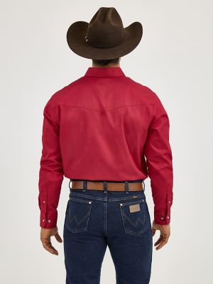 Red button up long sale sleeve shirt