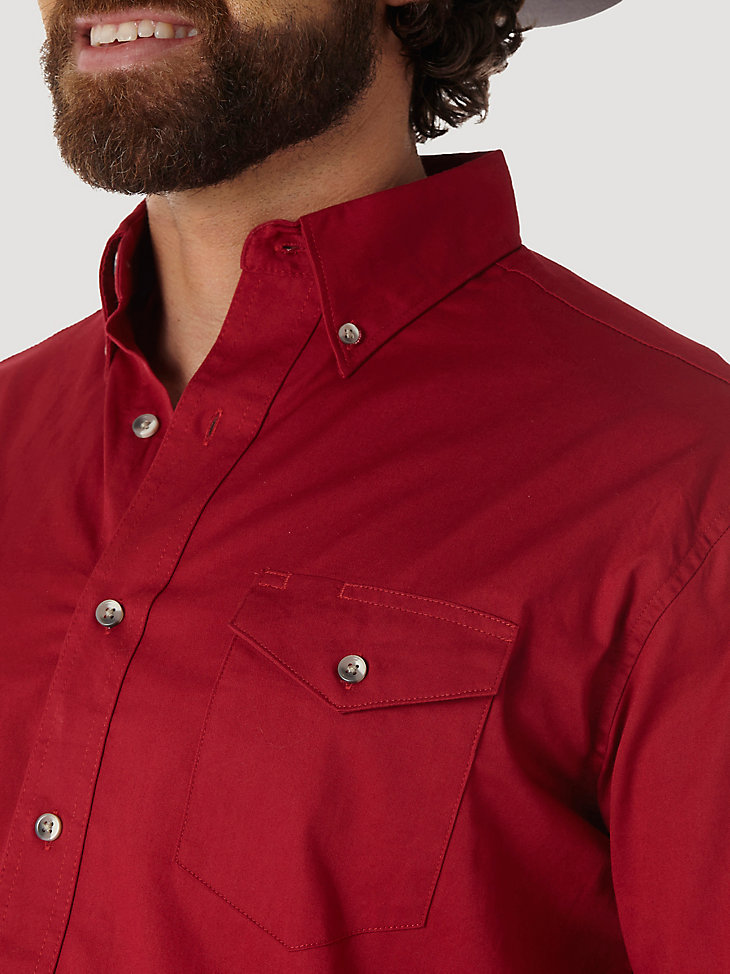 Painted Desert® Long Sleeve Button Down Lightweight Solid Twill Shirt in Red alternative view 2