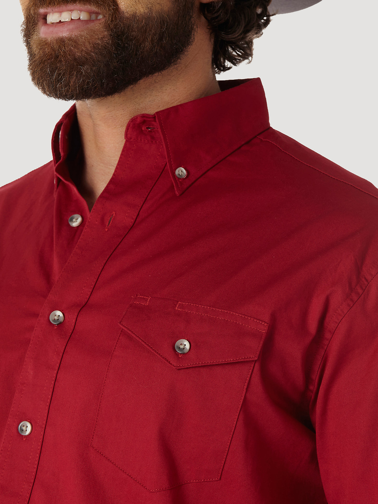 Painted Desert® Long Sleeve Button Down Lightweight Solid Twill Shirt in Red alternative view 2