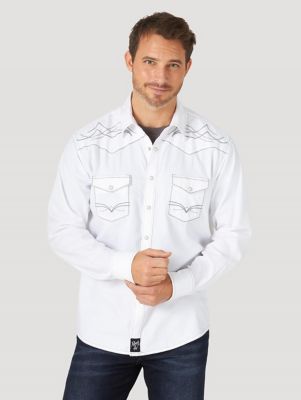 Men's Rock 47® by Wrangler® Long Sleeve Embroidered Yoke Solid Western Snap  Shirt | The Monarch Look | Wrangler®