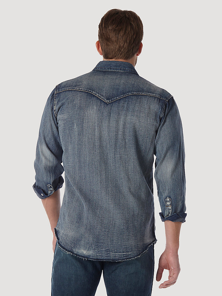 Cowboy Cut® Long Sleeve Western Denim Snap Work Shirt in Antique Blue alternative view