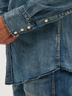 Cowboy Cut® Long Sleeve Western Denim Snap Work Shirt in Antique Blue alternative view 5