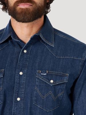 Cowboy Cut® Firm Finish Denim Short Sleeve Work Western Shirt in Rigid  Indigo