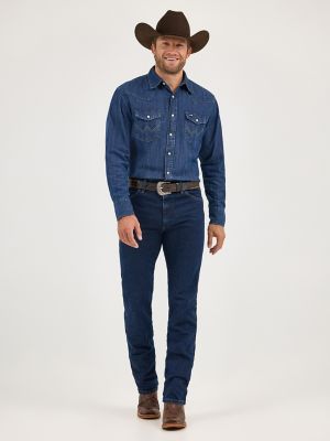 Cowboy Cut® Long Sleeve Western Denim Snap Work Shirt in Dark Denim