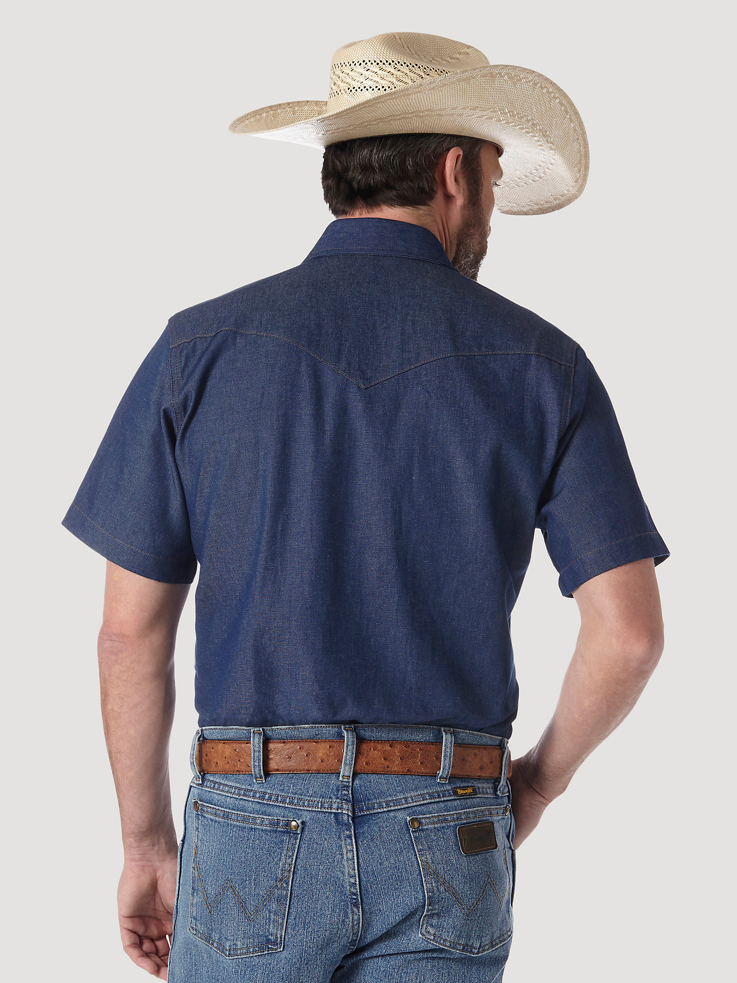 Cowboy Cut® Firm Finish Denim Short Sleeve Work Western Shirt in Rigid Indigo alternative view 6