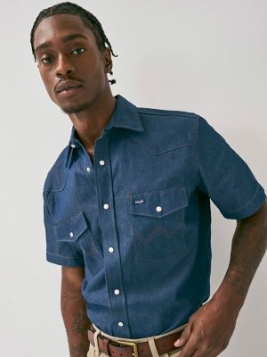 Wrangler Men's Short Sleeve Work Shirt - Ms370bw, Size: XXL, Blue