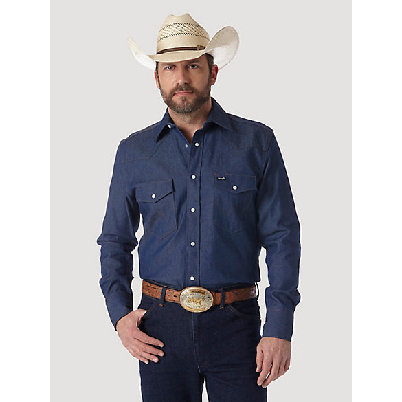 Cowboy Cut® Firm Finish Long Sleeve Western Snap Solid Work Shirt ...
