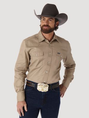 Cowboy Cut® Firm Finish Long Sleeve Western Snap Solid Work Shirt ...
