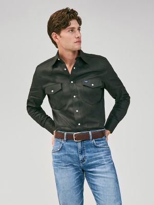 Cowboy Cut® Firm Finish Long Sleeve Western Snap Solid Work Shirt