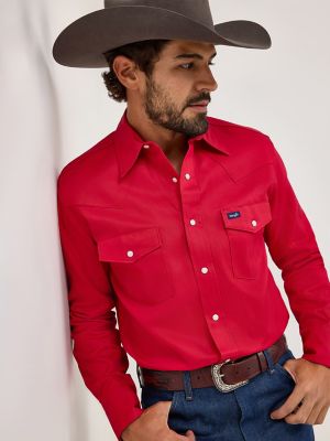 Cowboy Cut® Firm Finish Long Sleeve Western Snap Solid Work Shirt ...