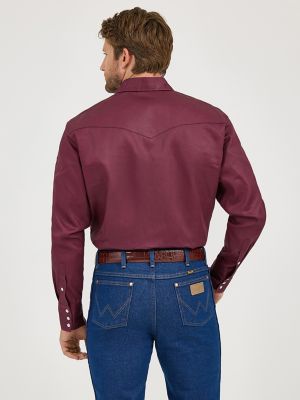 Cowboy Cut® Firm Finish Long Sleeve Western Snap Solid Work Shirt in Khaki